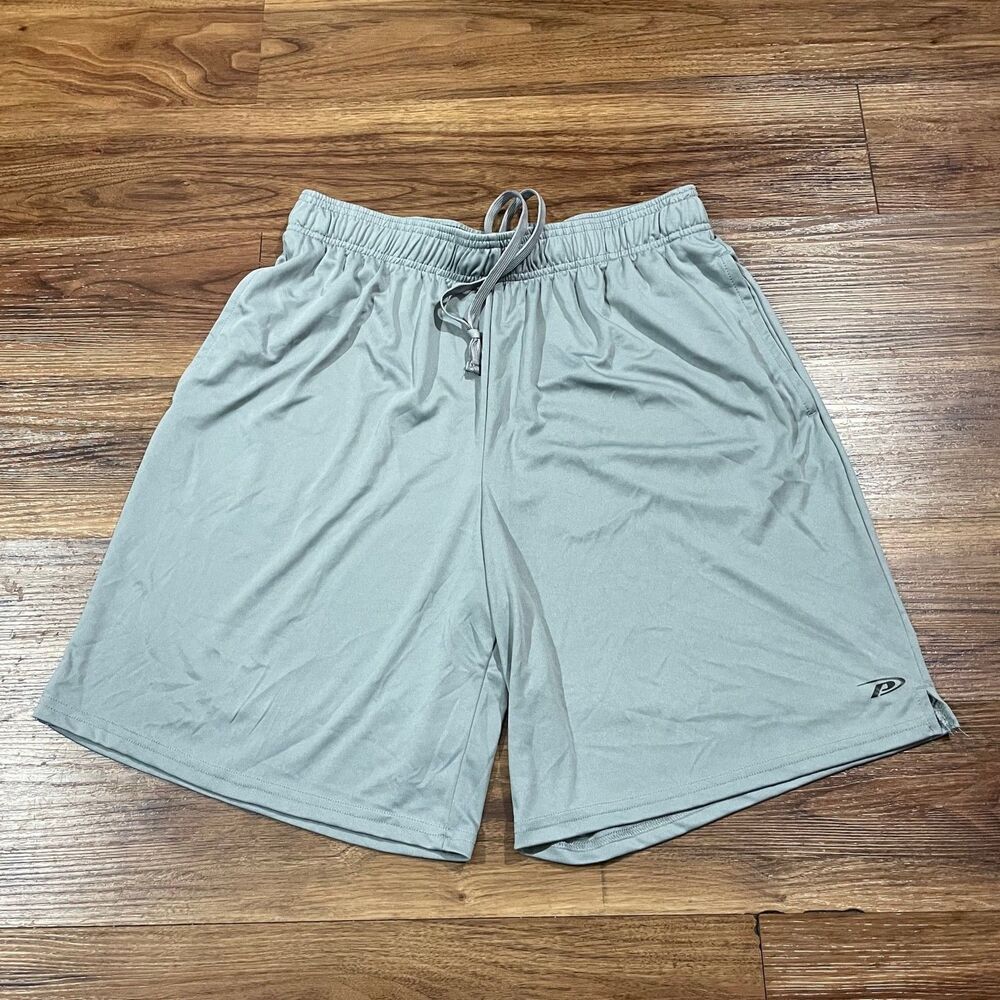 Pro Player Athletic Shorts Wicking Elastic Waist Polyester Drawstring Gray Men L